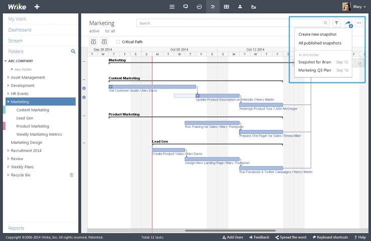 Wrike project timeline