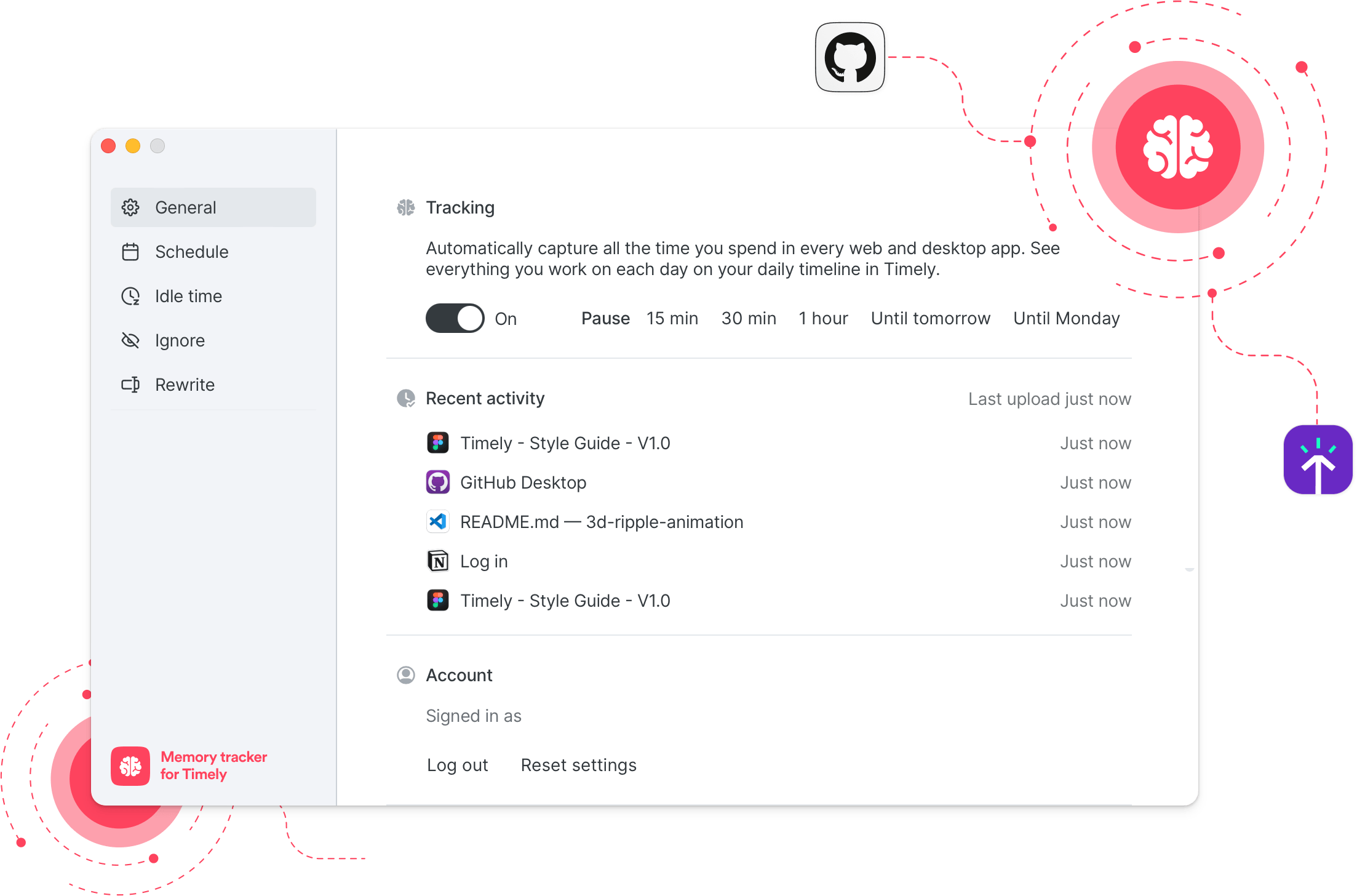 Screenshot of our memory tracker